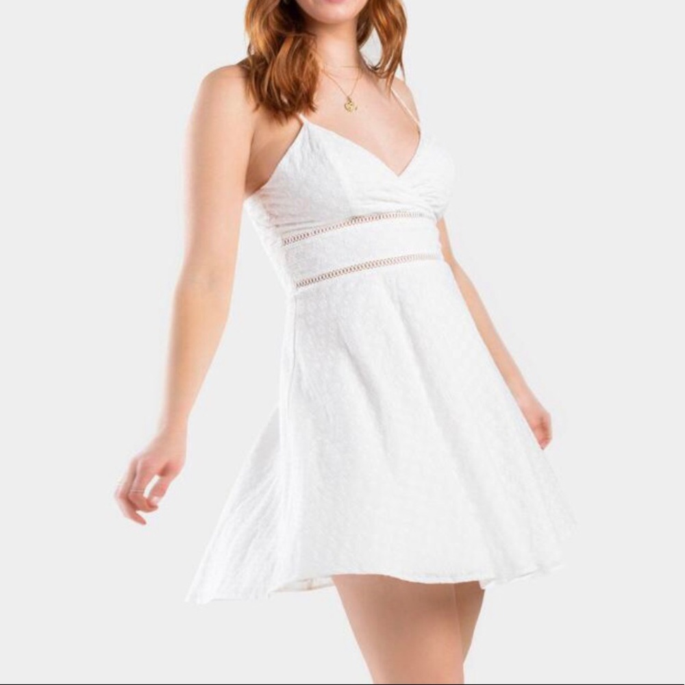 Francesca’s Qwinn Ladder Trim Dress - White